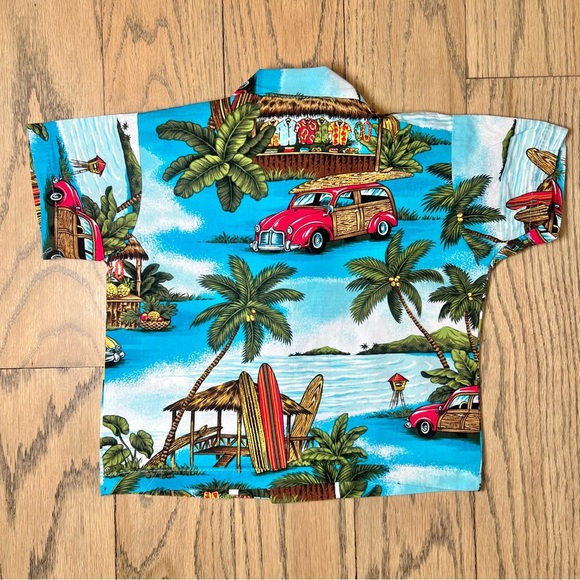 RJC Kids Youth Surf Boards Palm Trees Hawaiian Shirt Made In Hawaii EUC Size 2T - Picture 4 of 8
